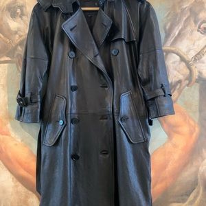 R13 Leather Trench Coat Black 3 quarter sleeve